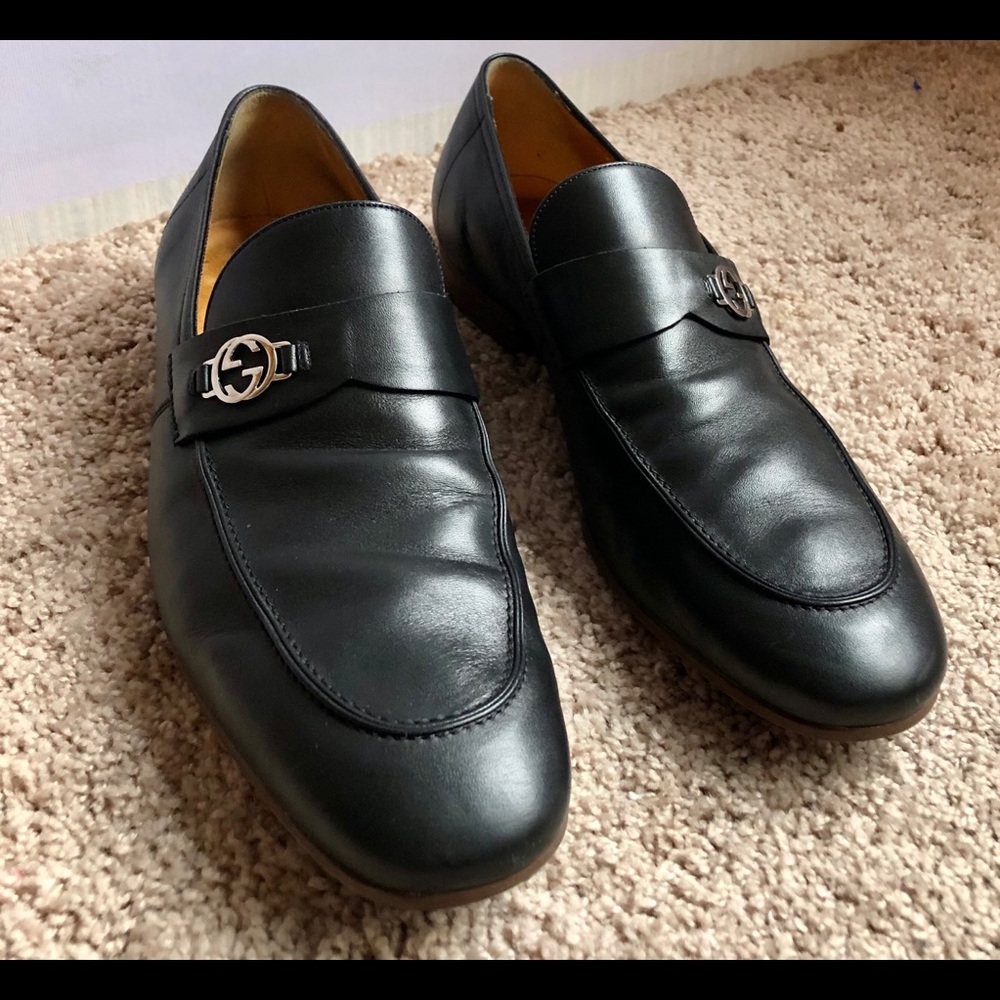 Gucci black leather loafers